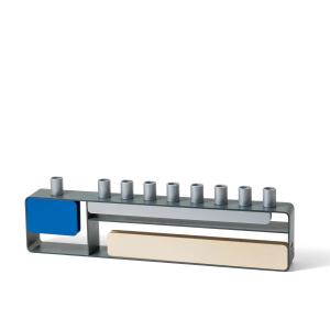 grey menorah silver/gold/blue