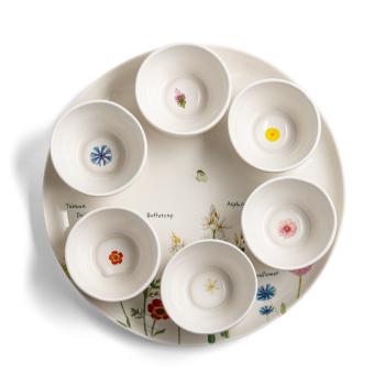 Floral Passover Plate with Saucers