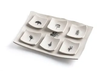 Tree Design Rectangular White Seder Plate