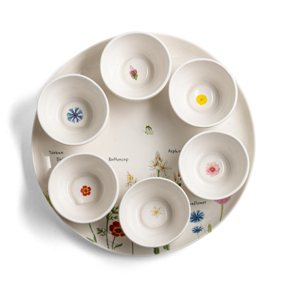 Floral Passover Plate with Saucers